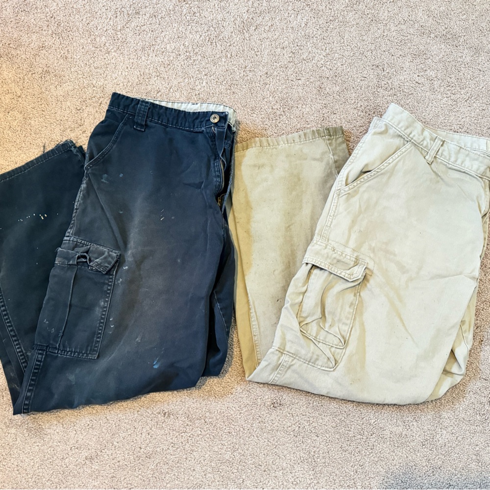 Wrangler Black and Tan Cargo Work Pants 36 Bundle of 2